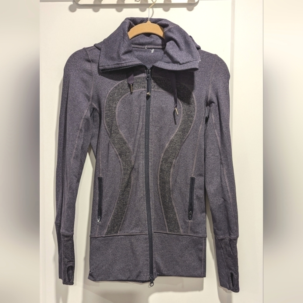 Lululemon Hooded Stride Jacket  Heathered Charcoal Grey and Purple